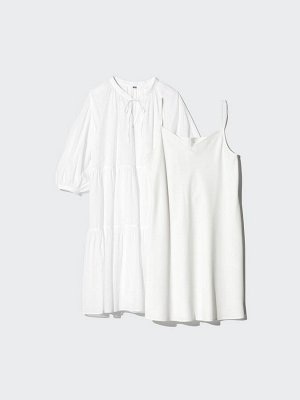 UNIQLO Tiered Mini Dress - многоярусное мини-платье с рукавами 7/8