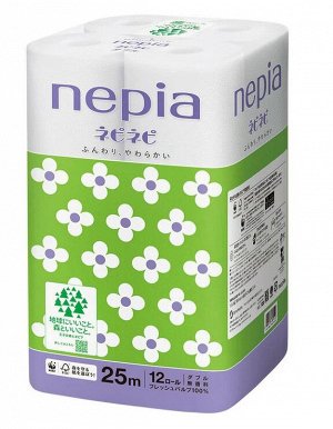 NEPIA "Nepi Nepi" Туалетная бумага двухслойная, 12 рулонов по 25м