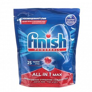 Таблетки для посудомоечных машин Finish All in 1 Max, 25 шт