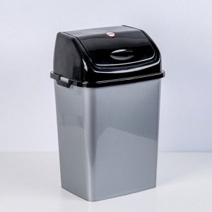 Ведро для мусора «Камелия», 18 л, цвет серебристый перламутр/чёрный