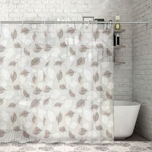 Штора для ванной комнаты Доляна «Чёрно-белые листья», 180x180 см, EVA