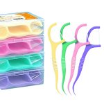 Ароматизированные цветные флостики Dental Floss Pick (в пластиковом чехле, 50 шт)