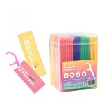 Ароматизированные цветные флостики в индивидуальной упаковке Dental Floss Pick (50 шт, 4 аромата)