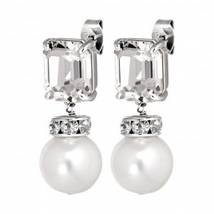 WALI SS CRYSTAL/WHITE PEARL  серьги 460021