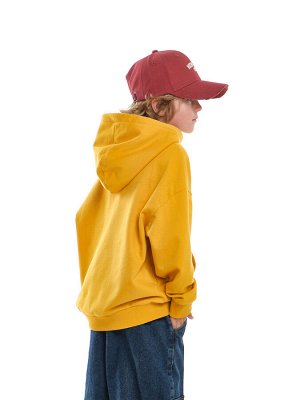 Джемпер худи one size с принтом (134, 146, 158см) UD 8006-1(4) горчичный