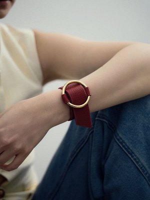Браслет кожа «Помпеи» захват, цвет бордовый в золоте, 24 см