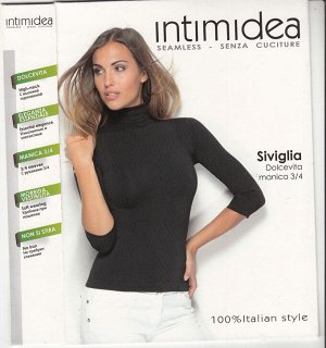 Intimidea T-Shirt Siviglia Водолазка из мягкой микрофибры с рукавом 3/4 и высокой горловиной. Изысканное и элегантное изделие, удобное при ношении, не требует глажения. (bianco -белый цвет) пр. Италия