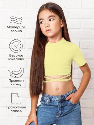 Топ для девочки с короткими рукавами на завязках Amarobaby Generation, желтый