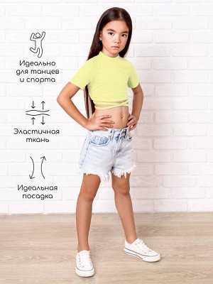 Топ для девочки с короткими рукавами на завязках Amarobaby Generation, желтый