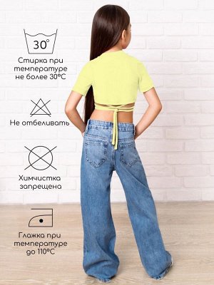 Топ для девочки с короткими рукавами на завязках Amarobaby Generation, желтый
