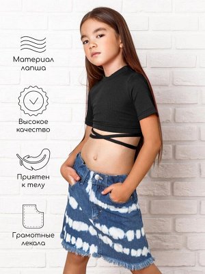 Топ для девочки с короткими рукавами на завязках Amarobaby Generation, черный