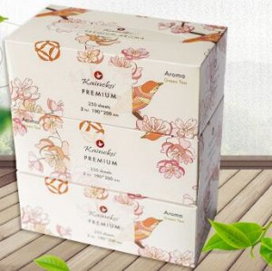 Салфетки бумажные Kaineko Premium Aroma Green Tea 2-х слойные 3*250, с ароматом зеленого чая