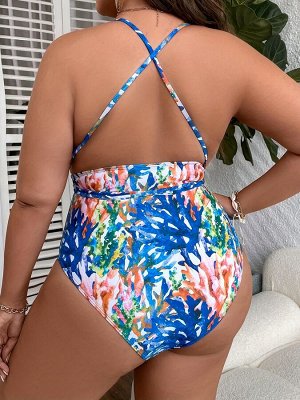 Женский слитный купальник Plus Size