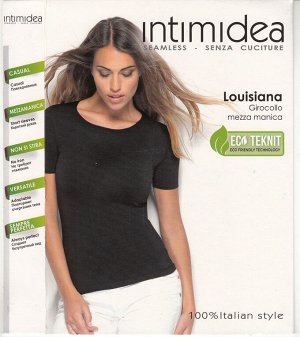 Intimidea T-shirt MC LOUISIANA Футболка с круглым вырезом и коротким рукавом. Практичное, изделие из мягкой микрофибры, повторяет линии тела, не требует глажения.(bianco -белый цвет) пр. Италия