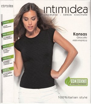 Intimidea T-Shirt KANSAS Футболка с круглым вырезом мини рукавами. Повседневное изделие из мягкой микрофибры, повторяет очертания тела, не требует глажения. (bianco -белый цвет) пр. Италия