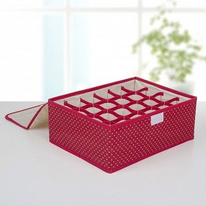 Набор органайзеров для хранения белья с крышкой «Горох», 3 шт, 32x24x12 см, цвет красный
