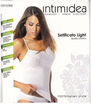 Intimidea Canotta SS Setifficato Light Майка на тонких бретелях из мягкой микрофибры, рисунок эффект кружева. Привлекательный вид, идеально садится по фигуре. (bianco - цвет) пр. Италия.