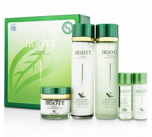 Набор средств для лица с экстрактом зеленого чая Jigott Well-Being Green Tea Skin Care 3SET (тонер, эмульсия, крем для лица)