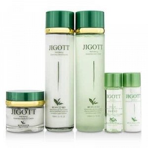 Набор средств для лица с экстрактом зеленого чая Jigott Well-Being Green Tea Skin Care 3SET (тонер, эмульсия, крем для лица)
