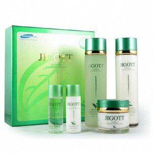 Набор средств для лица с экстрактом зеленого чая Jigott Well-Being Green Tea Skin Care 3SET (тонер, эмульсия, крем для лица)