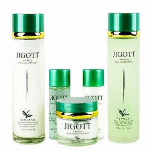 Набор средств для лица с экстрактом зеленого чая Jigott Well-Being Green Tea Skin Care 3SET (тонер, эмульсия, крем для лица)
