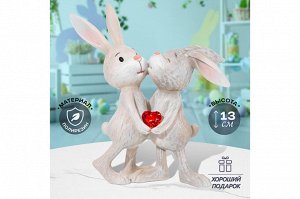 Декоративная фигурка "Парочка кроликов", 12x5x13 см