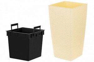 Кашпо "Камелия" 42 л, 29,5x29,5x57 см, ротанг, слоновая кость (модель 569)