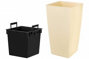 Кашпо "Камелия" 20 л, ротанг, слоновая кость, 24,5x24,5x46,5 см (модель 594)