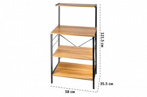 Подставка для микроволновой печи 58x35,5x121,5 см, черная, 4 полки из МДФ