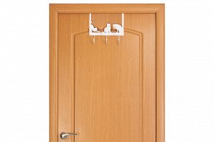 Вешалка на дверь 3 крючка "Кошки", белая, 28,5x11x25 см