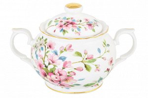 Сахарница NEW BONE CHINA 380 мл "Яблоневый цвет на белом"
