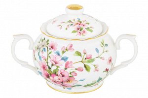 Сахарница NEW BONE CHINA 380 мл "Яблоневый цвет на белом"