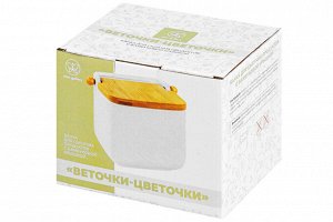 Банка для сыпучих продуктов 850 мл с бамбуковой крышкой "Веточки-цветочки"