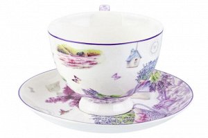 Чайный набор 12 пр. 300 мл "Лаванда" на ножке, NEW BONE CHINA