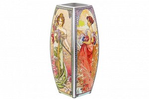 Ваза квадратная 3 л, 12,5x12,5x28 см, "Времена года", NEW BONE CHINA