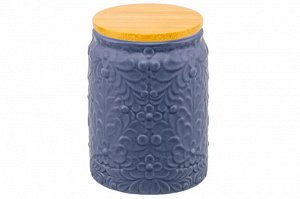Банка для хранения 1,1 л с бамбуковой крышкой, темно-серая матовая, 12x12x16,4 см