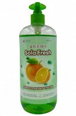 Средство для мытья посуды SolaFresh LIME с ароматом апельсина 750мл, бутылка