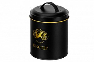 Банка для печенья 2 л с крышкой "Biscuit", черная, 14,5х14,5х19,5 см
