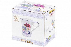 Кружка 400 мл "Лаванда" из новой костяной фарфора, размеры 13*9*12 см