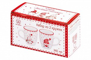 Набор кружек "Весёлые гномики", 340 мл, 2 шт, размер 11,5*8,2*10 см