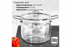 Кастрюля 4,5 л с крышкой Crystal Glass (30x20x20,5 см)