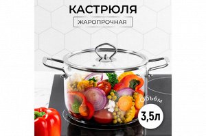 Кастрюля 3,5 л с крышкой Crystal Glass (30x20x17,5 см)