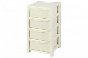 Комод Виола 4 секции, 39x39x82,5 см, слоновая кость (модель 338)