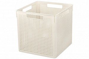 Коробка для хранения квадратная 23 л, 29,4x29,4x30,1 см, "Лофт", слоновая кость (модель 6923126)