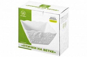 Салатник квадратный 16x16x8 см, 1 л с рисунком 'Птички на ветке'