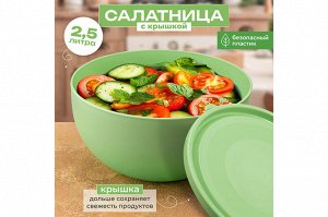 Салатница с крышкой 2,5 л, 21x21x10,8 см, светло-зеленая (модель 281)