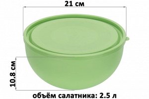 Салатница с крышкой 2,5 л, 21x21x10,8 см, светло-зеленая (модель 281)