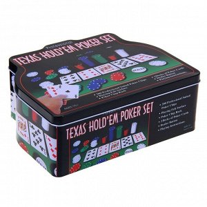 Покер, набор для игры (карты 2 колоды, фишки 200 шт.), с номиналом, 60 х 90 см