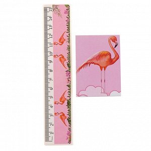 Набор настольный детский "Фламинго" (подставка+2 карандаша+линейка+точилка+ластик+блокнот 8 листов)
