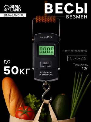 Весы-безмен Luazon LV-505, электронный, до 50 кг, точность до 10 г, подсветка, чёрный